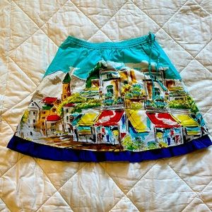 City Patterned Garnet Hill Skirt - Size Small. Drawstring with pockets.